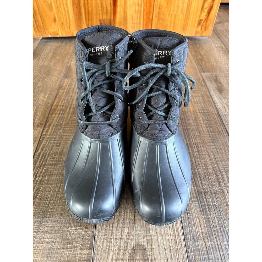 Sperry Saltwater Seacycled Quilted Rain Boots Sz. 8W Black - Picture 5 of 8